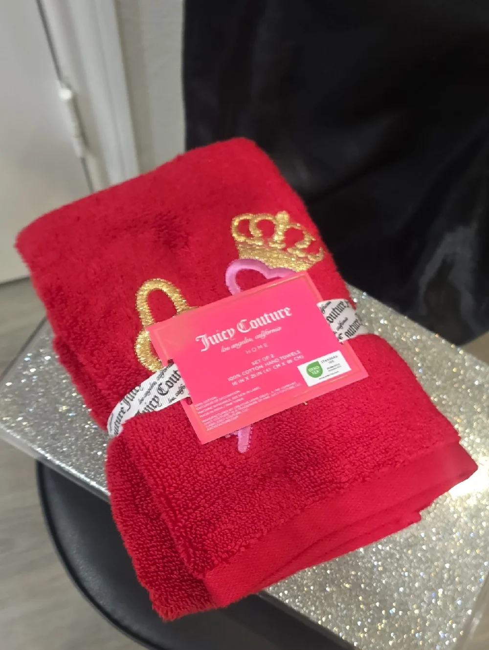Juicy Couture Home Heart & Key Logo Embroidered Hand Towel Set